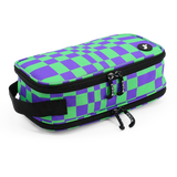 Doodle Pencil Case with Handle Strap in Pixel Checkers