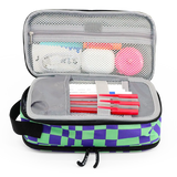 Doodle Pencil Case with Handle Strap in Pixel Checkers