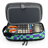 Doodle Pencil Case with Handle Strap in Pixel Checkers