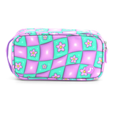 Doodle Pencil Case with Handle Strap in Puffy Flower