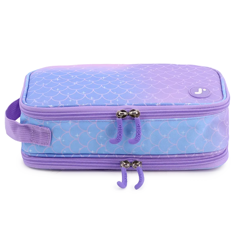 Doodle Pencil Case with Handle Strap in Purple Mermaid - JWorldstore