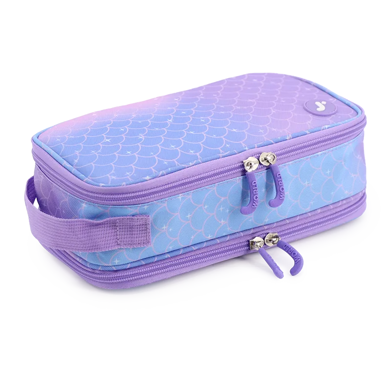Doodle Pencil Case with Handle Strap in Purple Mermaid - JWorldstore