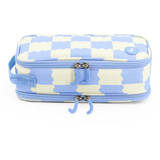 Doodle Pencil Case with Handle Strap in Wiggle Blue