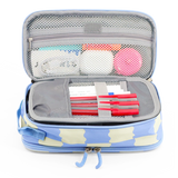 Doodle Pencil Case with Handle Strap in Wiggle Blue