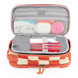 Doodle Pencil Case with Handle Strap in Wiggle Coral