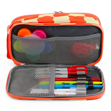 Doodle Pencil Case with Handle Strap in Wiggle Coral