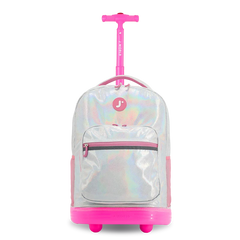 Sunrise Rolling Backpack (18 Inch) in Metallic Silver - JWorldstore