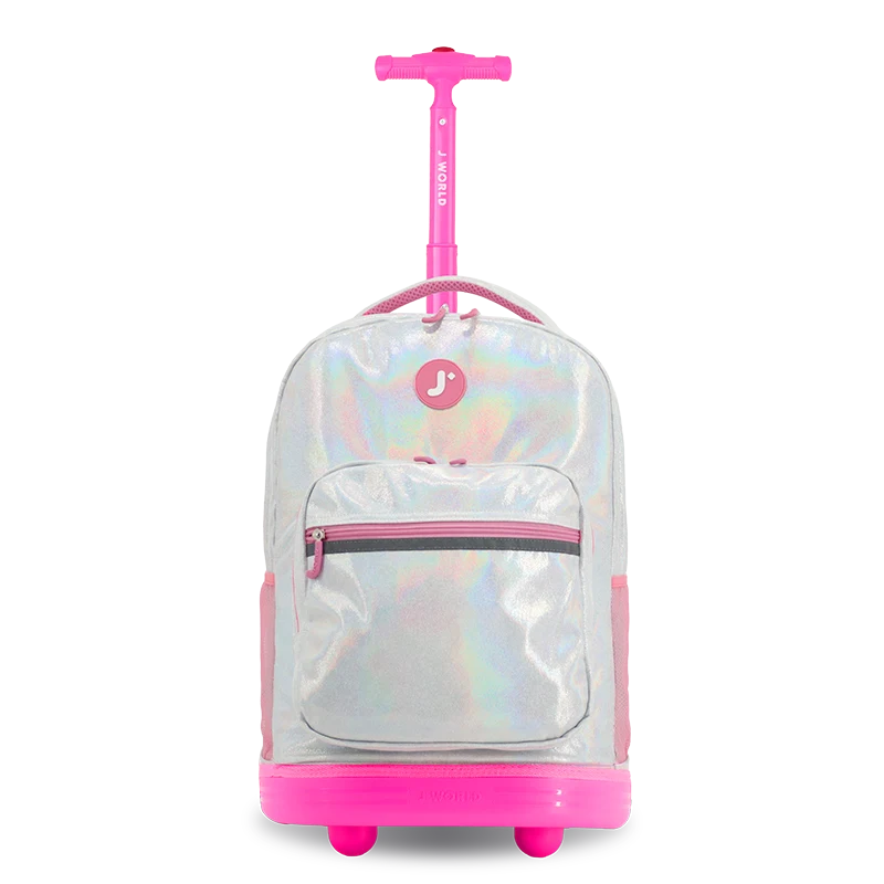 Sunrise Rolling Backpack (18 Inch) in Metallic Silver - JWorldstore
