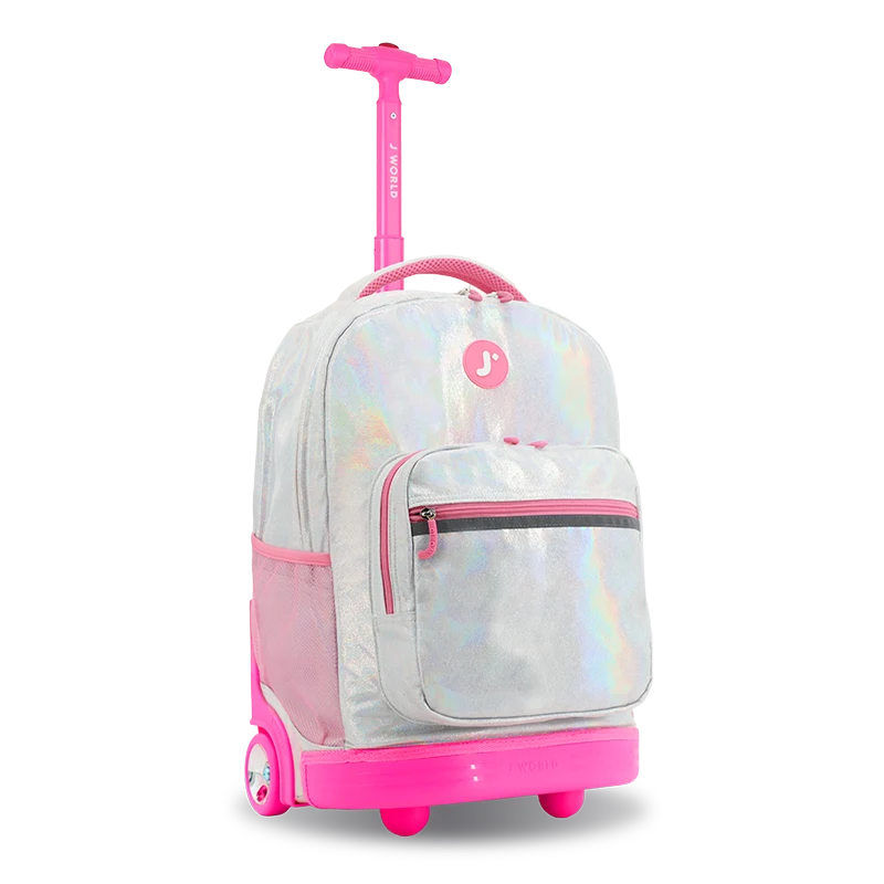 Sunrise Rolling Backpack (18 Inch) in Metallic Silver - JWorldstore
