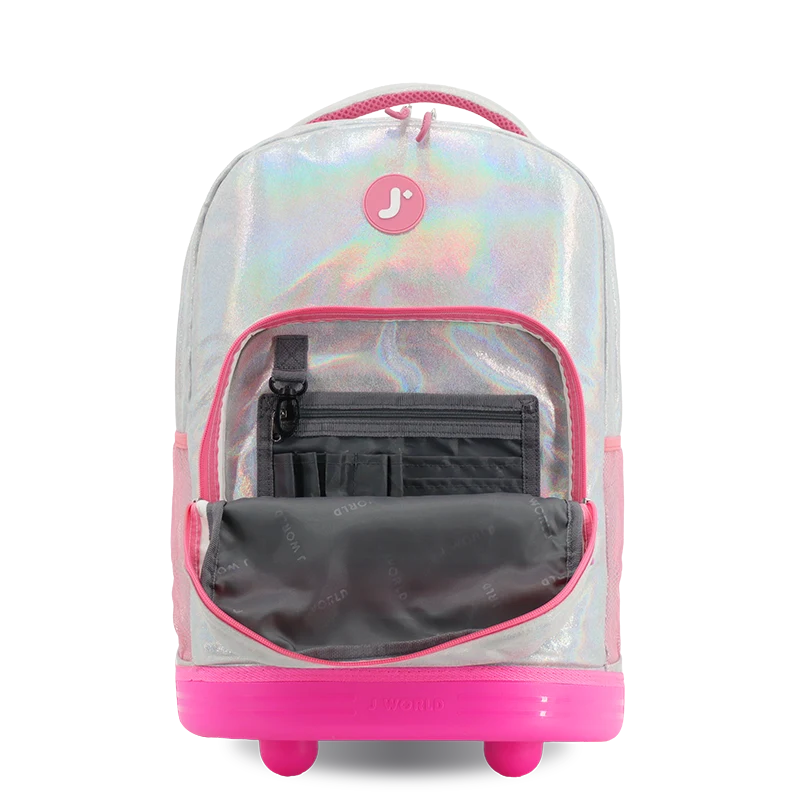 Sunrise Rolling Backpack (18 Inch) in Metallic Silver - JWorldstore