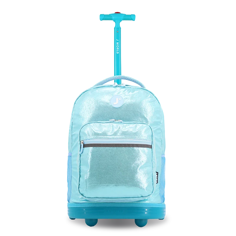 Sunrise Rolling Backpack (18 Inch) in Metallic Teal - JWorldstore