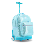 Sunrise Rolling Backpack (18 Inch) in Metallic Teal - JWorldstore