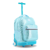 Sunrise Rolling Backpack (18 Inch) in Metallic Teal - JWorldstore