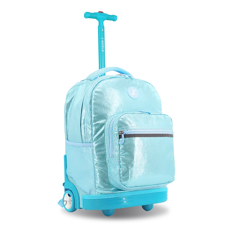 Sunrise Rolling Backpack (18 Inch) in Metallic Teal - JWorldstore