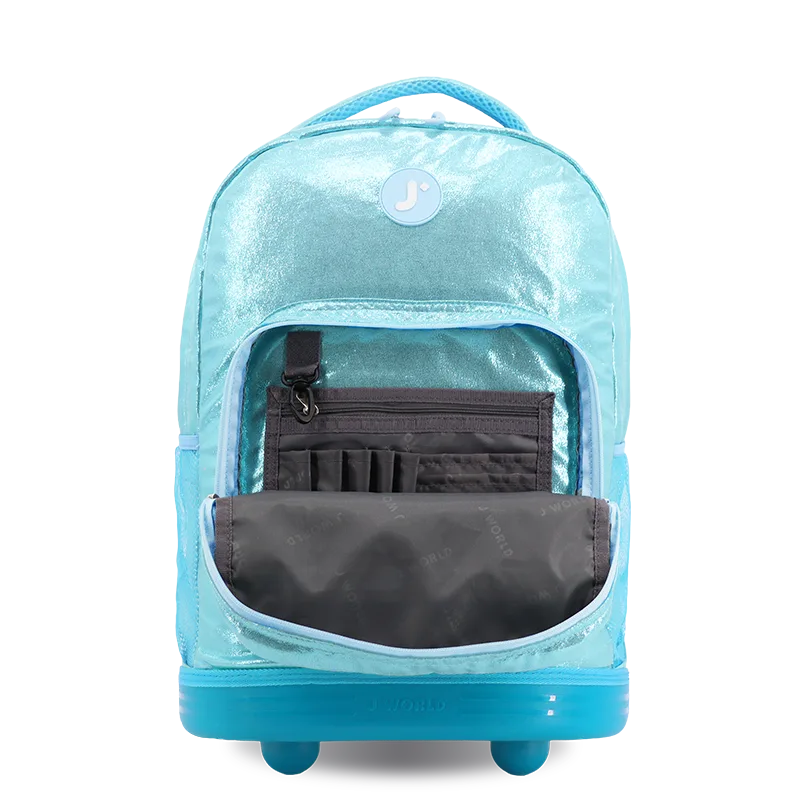 Sunrise Rolling Backpack (18 Inch) in Metallic Teal - JWorldstore