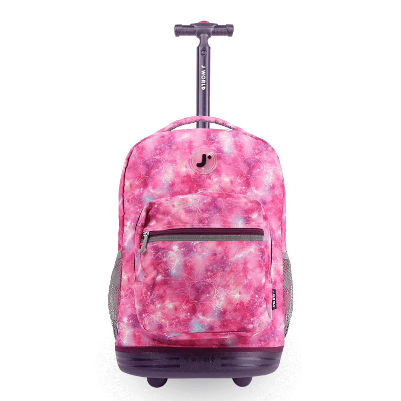 Sunrise Rolling Backpacks for Girls | Purple Galaxy | J World