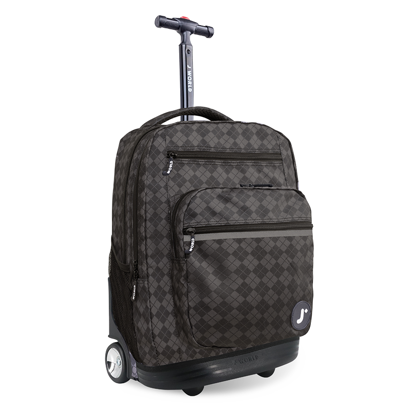 J World Sundance 20 in. Laptop Rolling Backpack, Argyle Black