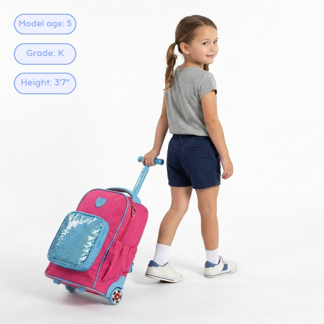 Sparkle 15 Inch Kids Rolling Backpack / Carry On in Watermelon - JWorldstore