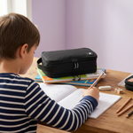 Doodle Pencil Case with Handle Strap in Wiggle Coral - JWorldstore